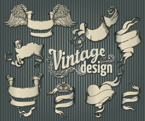 Classical styles ribbons vector set 03 ribbons classical   