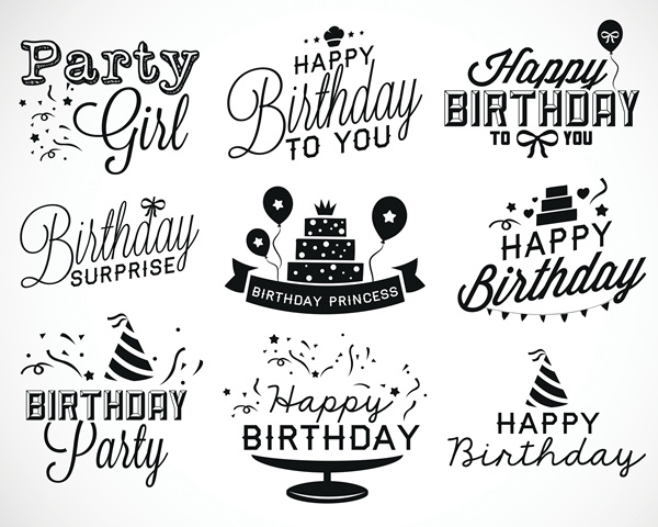 Happy Birthday black logos vector set logos happy birthday birthday   