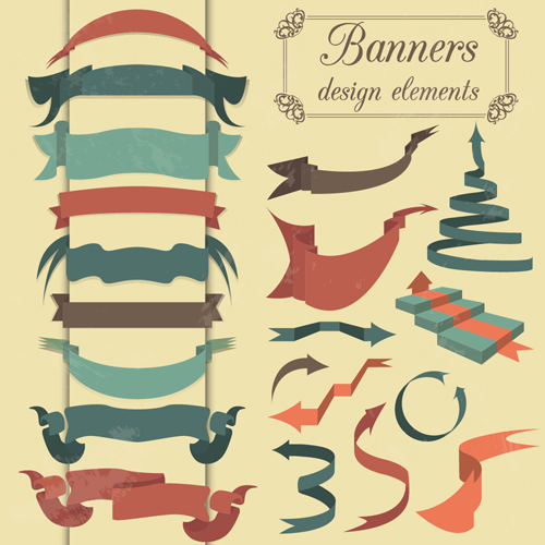 Vector set of ribbon vintage banners 06 vintage ribbon banners   