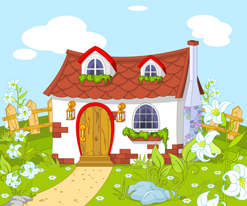 Fairytale town scenery vector material 03 vector material scenery material fairytale   