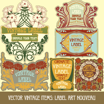 Ornate vintage labels creative vector set 03 vintage ornate labels label design creative   