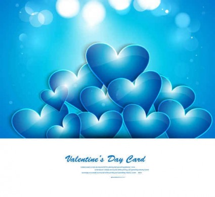 Blue heart greeting card shiny vector Valentine heart greeting day card   