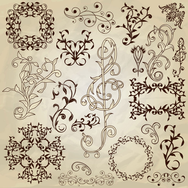 Vintage floral accessories and Borders vector 02 vintage floral borders border accessories   