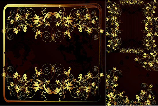 Gold color frame Floral vector vector pattern gold color border   