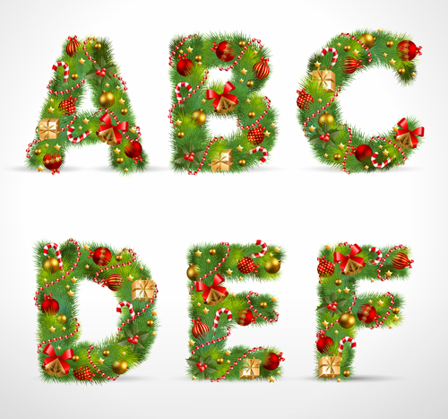 Creative Christmas Tree alphabet and number vector set 20 tree number creative christmas tree christmas alphabet   