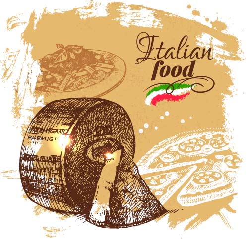 Hand drawn Italian food design vector material 05 material italian hand food drawn design   