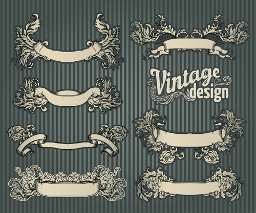 Classical styles ribbons vector set 02 ribbons classical   