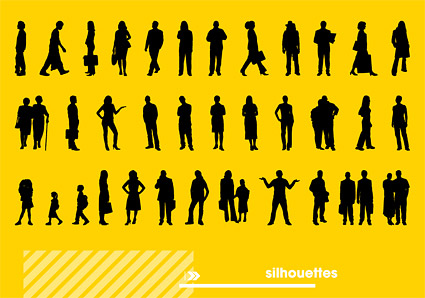 Various people silhouettes vector Various silhouettes people   