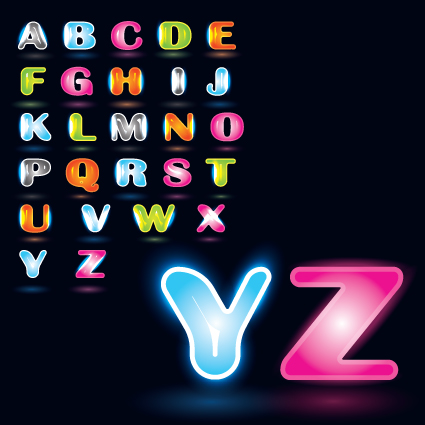 Various Bright colored alphabet design vector set 03 Various colored bright alphabet   