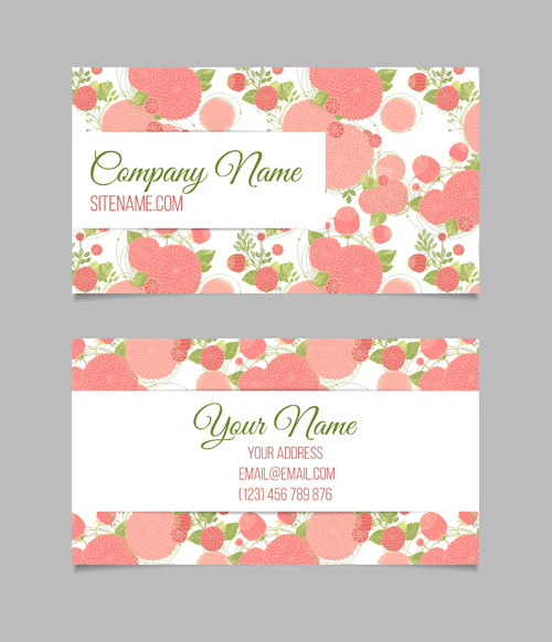 Floral business cards elegant vector material 04 material floral elegant cards business   