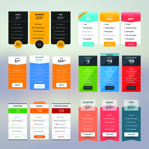 Website pricing plans banners vector material 09 website pricing plans banners   