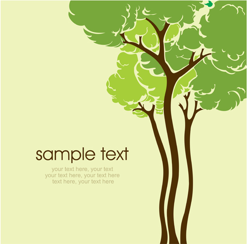 Set of Card with trees background vector 03 tree card   