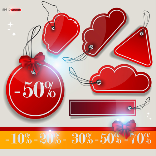 Discount red tags creative vector tags red discount creative   