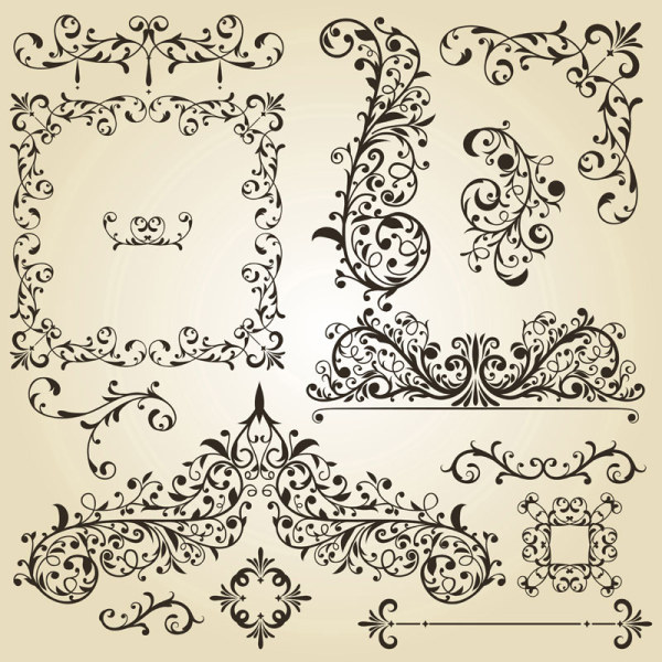 Vintage floral accessories and Borders vector 03 vintage floral borders border accessories   