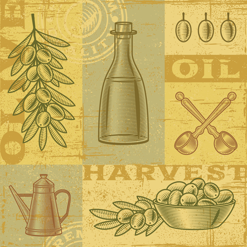 Vintage with retro olives design vector 01 vintage Retro font olive   