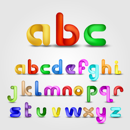 Various Bright colored alphabet design vector set 05   