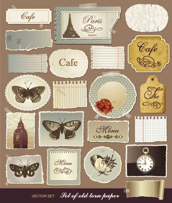 Set of Torn Message Paper vector 05 torn paper message   