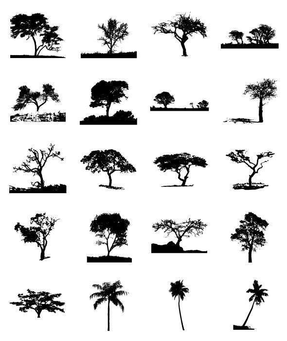 Different Trees Silhouettes vector 01 trees tree silhouettes silhouette different   