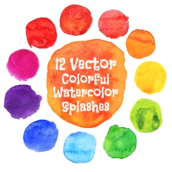 Colored watercolor splashes vector material watercolor splashes colored   