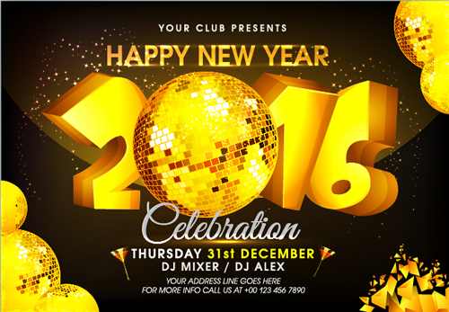 New year 2016 party flyer vector material 17 year party new material flyer 2016   