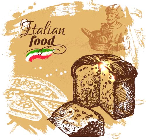 Hand drawn Italian food design vector material 06 material italian hand food drawn design   