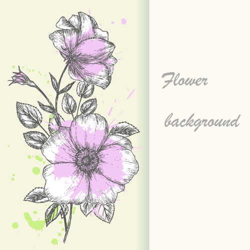 Retro hand drawn flowers background design 01 Retro font hand-draw hand drawn flowers flower background design background   