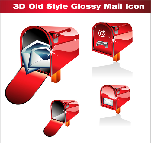 3D red mail icons vector graphics vector graphics vector graphic mail icons icon   