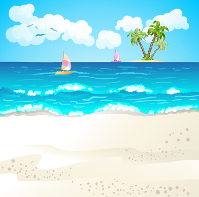 Summer beach travel illustration background vector 05 travel summer illustration beach background   