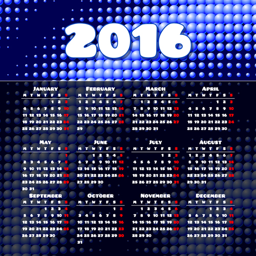 Vector grid calendar 2016 design material 02 grid calendar 2016   