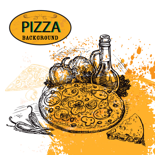 Hand drawn pizza sketch background vector 01 sketch pizza hand drawn background   