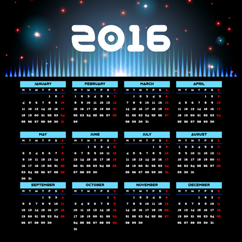 Vector grid calendar 2016 design material 03 grid calendar 2016   