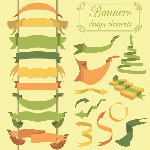 Vector set of ribbon vintage banners 07 vintage ribbon banners   