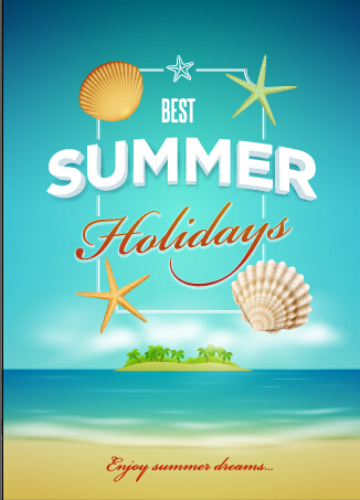 Summer holiday time poster cover vector 02 summer poster holiday cover   