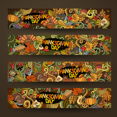 Thanksgiving autumn banner hand drawn vector thanksgiving hand drawn banner autumn   