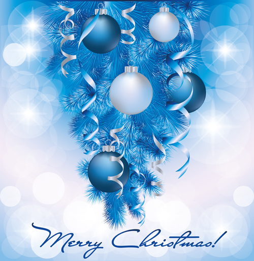 Blue needles with christmas ball vector   