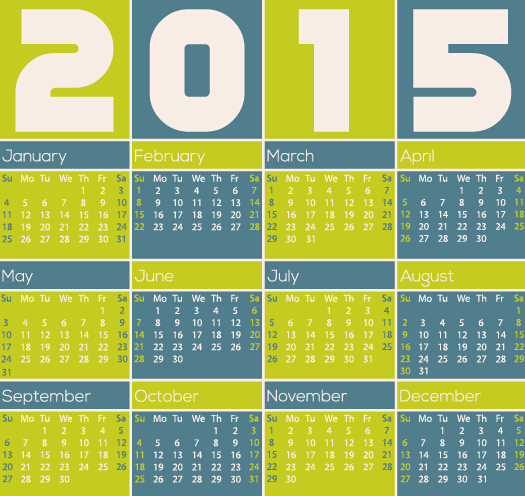 Classic 2015 calendar vector design set 03 classic calendar 2015   