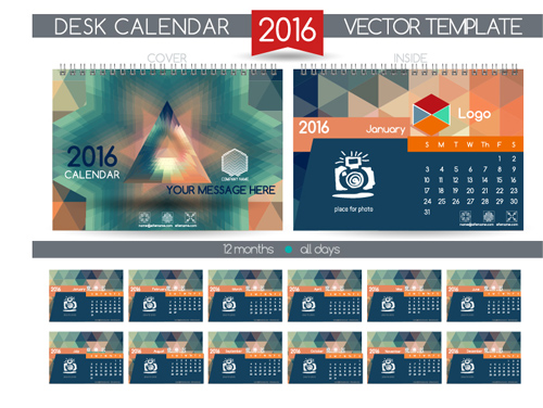 2016 New year desk calendar vector material 78 year new material desk calendar 2016   
