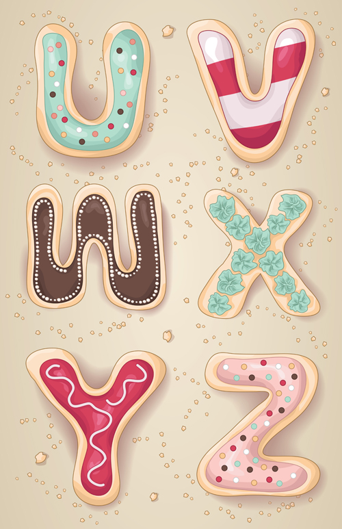 Cute cookies with letters vector set 06 letters cute cookies   