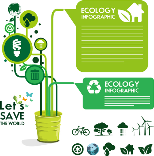 Ecology with world infographic vector material 04 world infographic ecology   