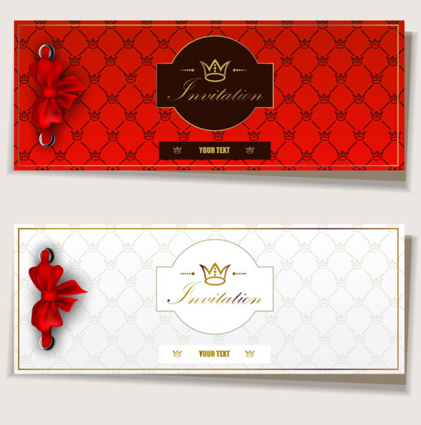 Red Bow Label cards vector 03 red bow   