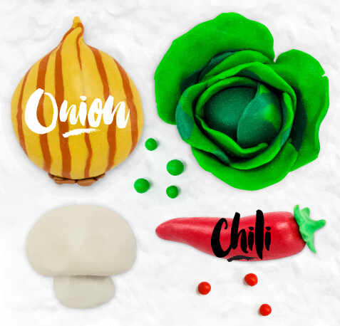 Funny plasticine vegetables vector set 05 vegetables plasticine funny   