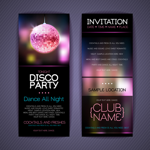 Disco party Invitation cards creative vector 01 invitation cards disco creative cards   