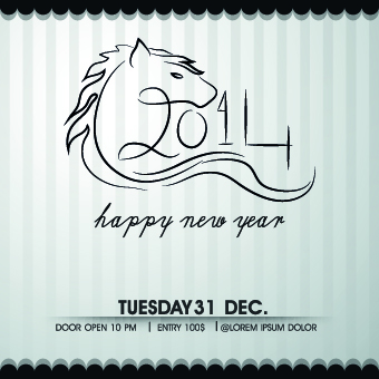 Retro 2014 horse year design vector background 05 Vector Background horse background 2014   