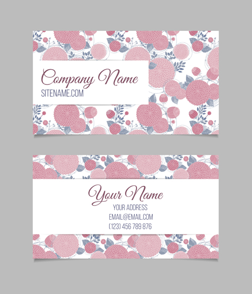 Floral business cards elegant vector material 01 material floral elegant cards business   