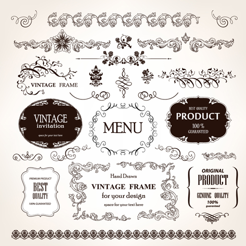 Set of Vintage design elements vector Borders 03 vintage elements element borders border   