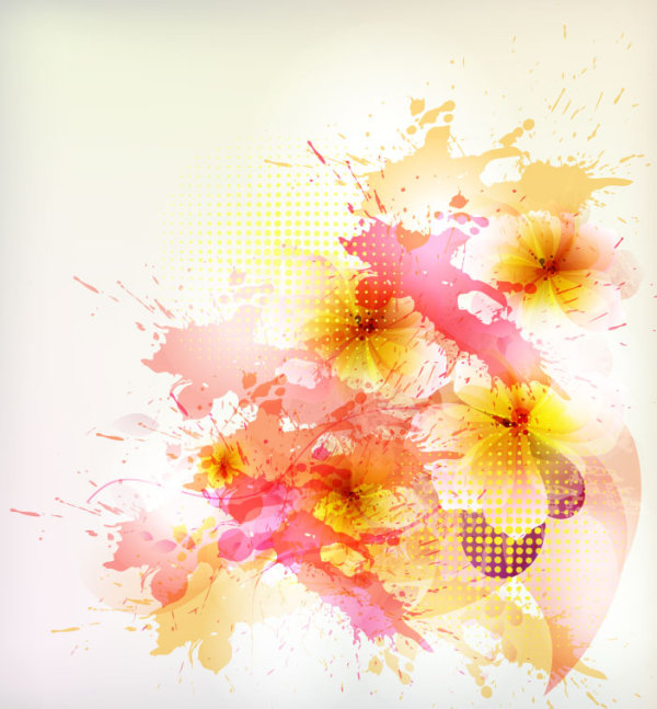 Splash color flower backgrounds vector 01 splash flower background flower color   