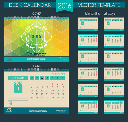 2016 New year desk calendar vector material 79 year new material desk calendar 2016   