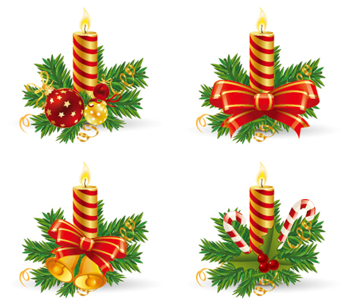 Christmas candle with baubles vectors 01 christmas candle baubles   