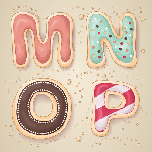 Cute cookies with letters vector set 04 letters cute cookies   