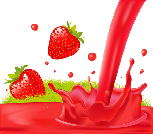 Fresh strawberry juice vector material strawberry juice fresh   